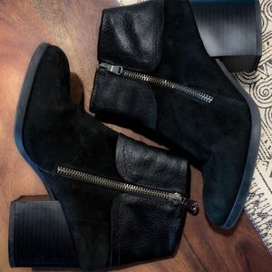 Sesto Meucci Black Leather Suede Ankle Booties